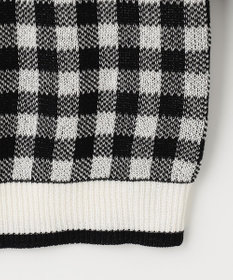 ANY KIDS ギンガム総柄ニット カーディガン