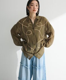 Green Parks ・ＥＬＥＮＣＡＲＥ　ＤＵＥ　テープ刺繍シアーシャツ