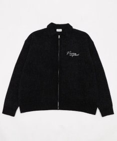 WEGO 【ユニセックス着用ITEM】ベロアモールワンポイントZIPカーディガン