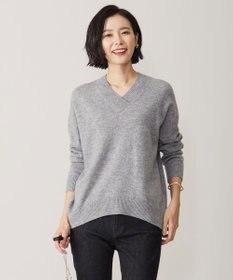 J.PRESS LADIES L 【洗える】CASHMERE BLEND Vネック ニット