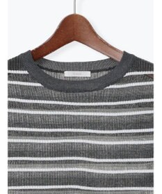 Te chichi シアーマルチボーダーハーフスリーブニット