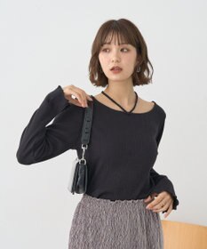 earth music&ecology チェーンリブホルターネックプルオーバー