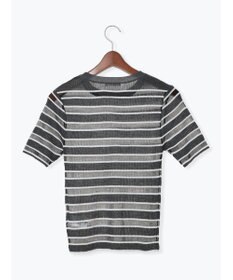 Te chichi シアーマルチボーダーハーフスリーブニット