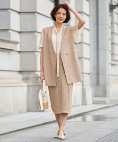 自由区 L 【接触冷感・速乾・UVケア・撥水・防シワ】リネンライクツィル ジレ