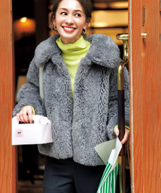 UNFILO エコファー ステンカラーコート グレー