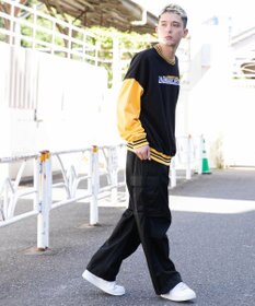 WEGO ヘビーウエイト刺繍バイカラープルオーバー