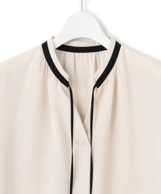 23区 L 【洗える】バックサテンアムンゼン リボン付き スキッパー ブラウス