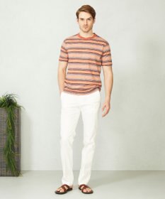 JOSEPH ABBOUD 【吸水速乾】リネンマルチボーダー Tシャツ