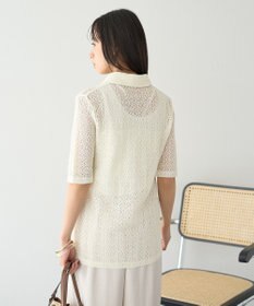 earth music&ecology ストレッチレース襟付シャツ