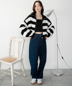 WEGO ダブルジップショートニットブルゾン