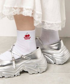 WEGO モチーフ刺繍アンクルソックス