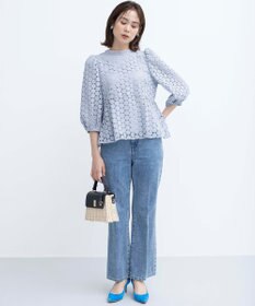 組曲 S 【WEB限定】フラワーレース ペプラムトップス