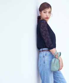 Tiaclasse 【洗える】ギャザーネックレースブラウス