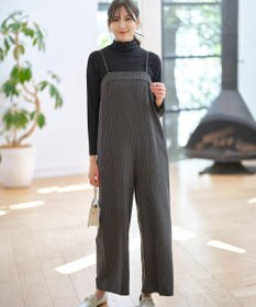 ANY SIS L 【洗える】起毛ストライプ ロンパース