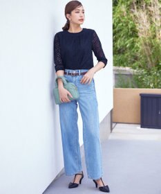 Tiaclasse 【洗える】ギャザーネックレースブラウス