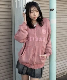 WEGO 【ユニセックス着用ITEM】ブリーチニットグラフィックZIPパーカー