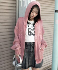 WEGO 【ユニセックス着用ITEM】ブリーチニットグラフィックZIPパーカー