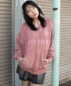 WEGO 【ユニセックス着用ITEM】ブリーチニットグラフィックZIPパーカー