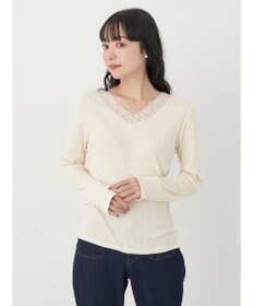 earth music&ecology レースＶネックテレコインナー