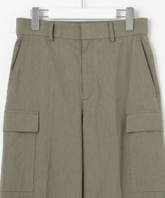 自由区 L 【洗える・ストレッチ素材】リネンヴィスコース ストレッチ カーゴパンツ