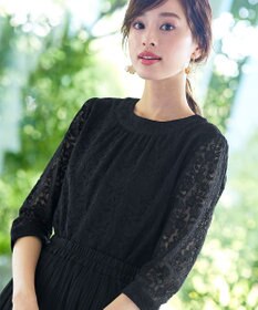 Tiaclasse 【洗える】ギャザーネックレースブラウス