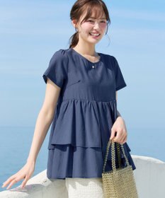 Tiaclasse 麻調２段フレアチュニック