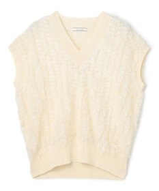 BEIGE， LYCORIS / カットフリンジ Vネックニット