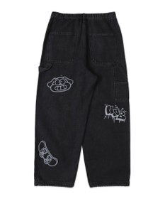 WEGO 【ウエスト紐で調整】イージーペインターグラフィックデニムパンツ