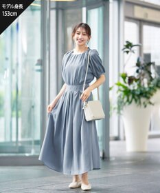 Tiaclasse L 【洗える】麻調ギャザーワンピース