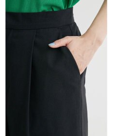 Green Parks 綿麻混タックストレートワイドパンツ