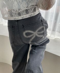 WEGO モチーフデニムタックパンツ