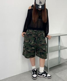 WEGO 【ウエストゴム】スウェットカーゴハーフパンツ