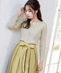 Tiaclasse L 【洗える】異素材を組み合わせたミモレ丈リブコンビワンピース