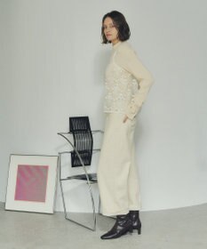 YECCA VECCA 【2点SET】刺繍レースキャミセットハイネックニット