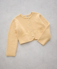 earth music&ecology 【WEB限定】ゴールド釦ショートニットカーディガン