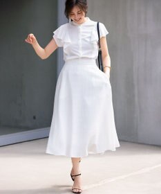 組曲 【UVケア】プレーティング天竺 パールボタンブラウス