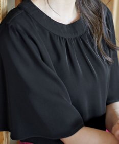 Tiaclasse 【洗える】5分丈フレアスリーブブラウス