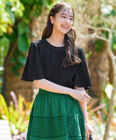 Tiaclasse 【洗える】5分丈フレアスリーブブラウス