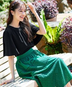 Tiaclasse 【洗える】5分丈フレアスリーブブラウス