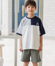 J.PRESS KIDS 【吸水速乾】【100-130cm】ポンチローマ トリコロール 切替Ｔシャツ