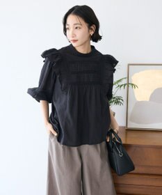 CRAFT STANDARD BOUTIQUE フリル使いマニーレースピンタックブラウス