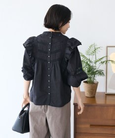 CRAFT STANDARD BOUTIQUE フリル使いマニーレースピンタックブラウス