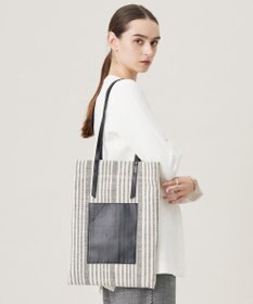 ICB スマートトートバッグ ベージュ系ストライプ