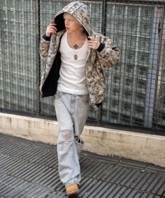 WEGO 【ユニセックス着用ITEM/MLサイズ展開】ワーカーズボアフードブルゾン