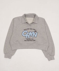 WEGO 襟付きグラフィックショートスウェット