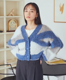 earth music&ecology フェザーミックスインターシャカーディガン