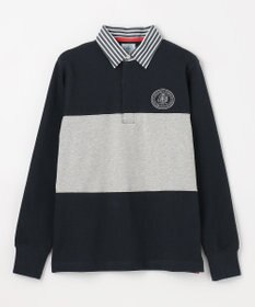 J.PRESS KIDS 【140-170cm】襟ストライプ ブロッキングポロシャツ