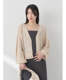 earth music&ecology 透かし編みテープヤーンカーディガン