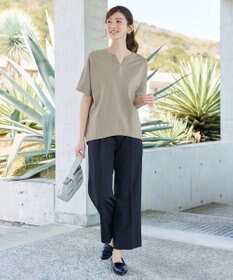Tiaclasse パール付きキーネックトップス