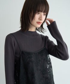 YECCA VECCA 【2点SET】刺繍レースキャミセットハイネックニット